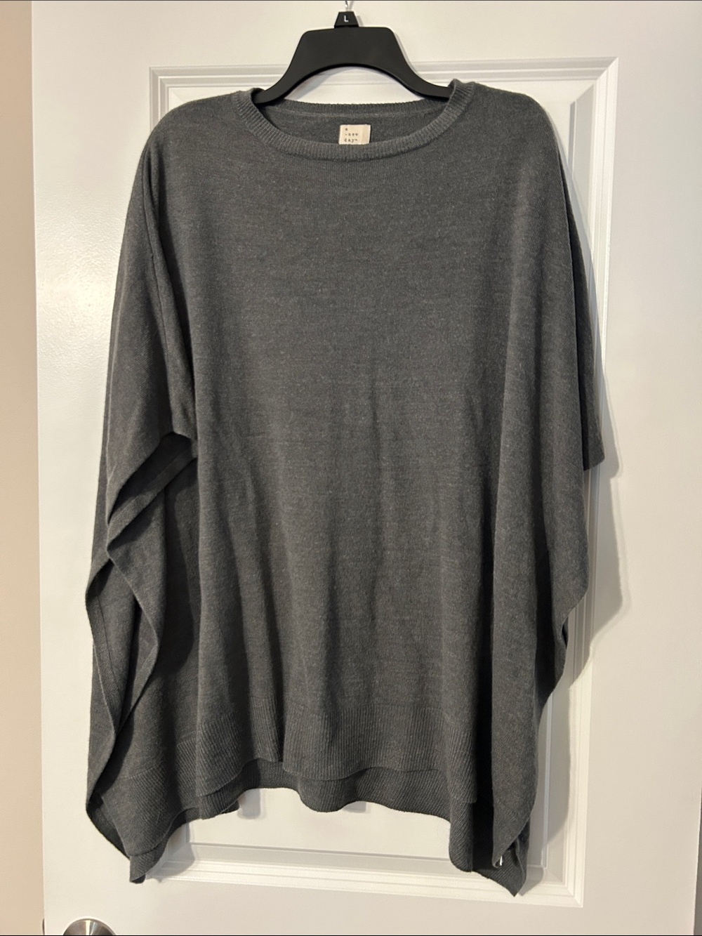a new day Charcoal Gray Draped Poncho Sweater